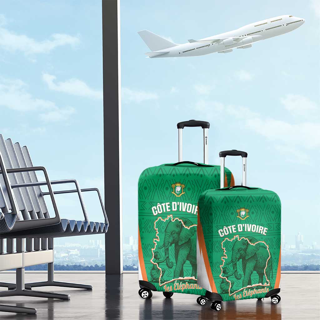 Ivory Coast Football Luggage Cover 2026 Cote d'Ivoire Les Elephants Green Version - Wonder Print Shop