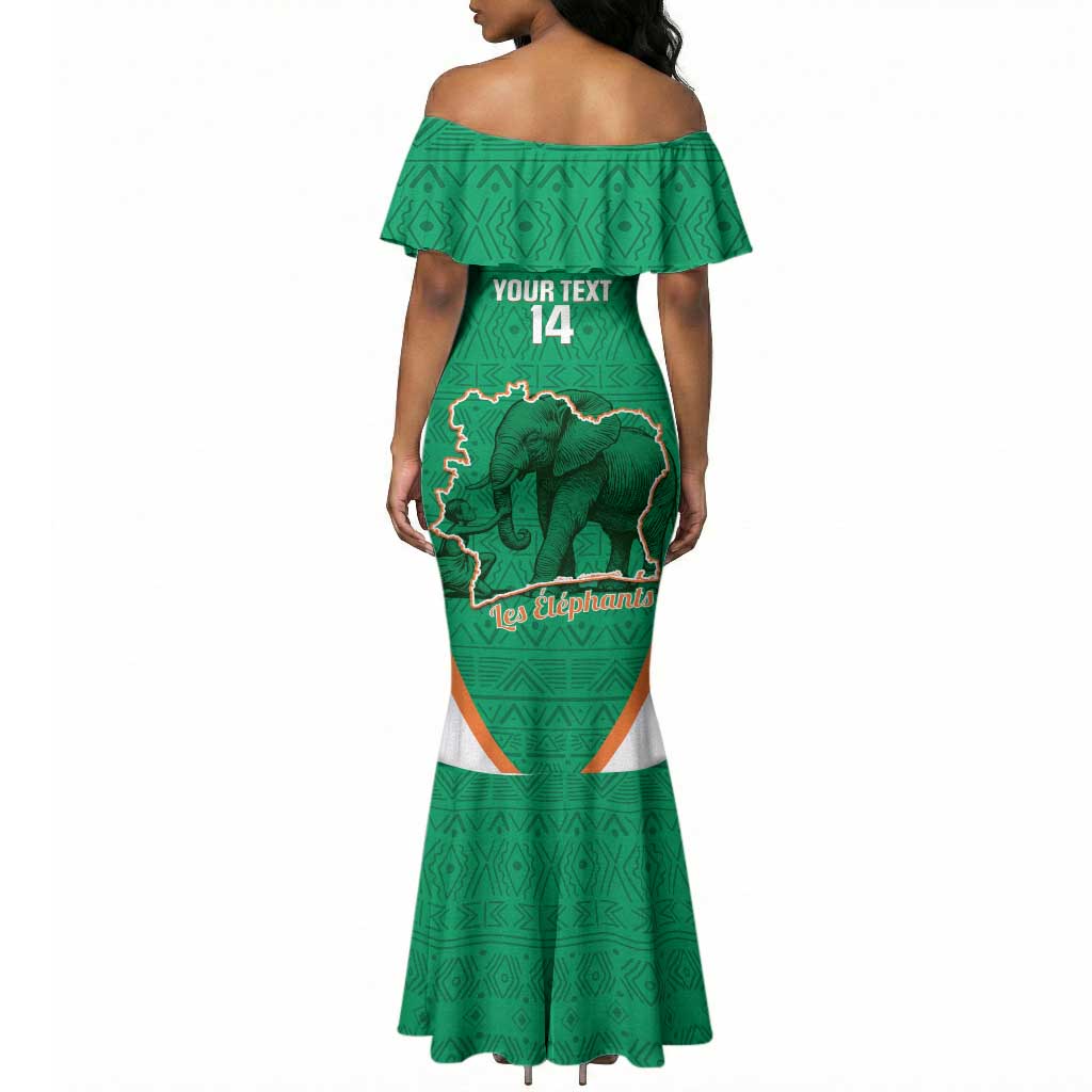 Custom Ivory Coast Football Mermaid Dress 2026 Cote d'Ivoire Les Elephants Green Version LT14