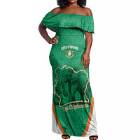 Custom Ivory Coast Football Off Shoulder Maxi Dress 2026 Cote d'Ivoire Les Elephants Green Version - Wonder Print Shop