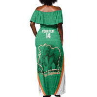 Custom Ivory Coast Football Off Shoulder Maxi Dress 2026 Cote d'Ivoire Les Elephants Green Version - Wonder Print Shop