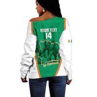 Custom Ivory Coast Football Off Shoulder Sweater 2026 Cote d'Ivoire Les Elephants Green Version - Wonder Print Shop