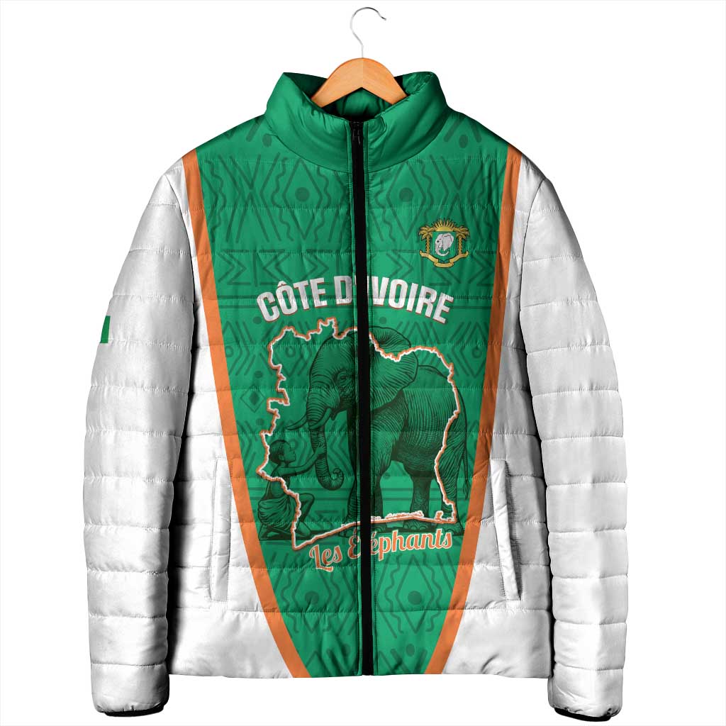 Custom Ivory Coast Football Padded Jacket 2026 Cote d'Ivoire Les Elephants Green Version - Wonder Print Shop