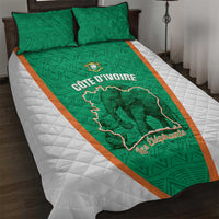 Ivory Coast Football Quilt Bed Set 2026 Cote d'Ivoire Les Elephants Green Version - Wonder Print Shop