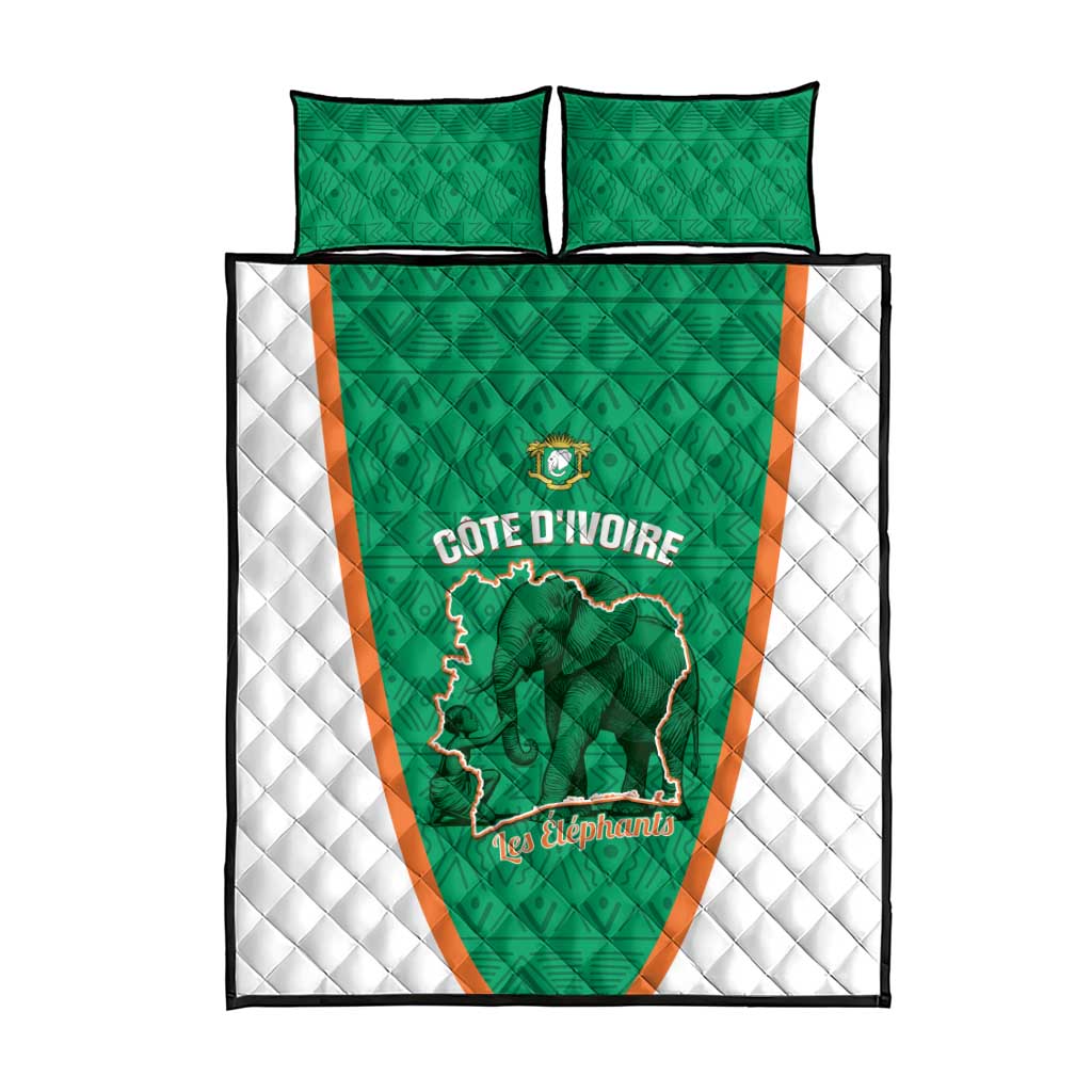 Ivory Coast Football Quilt Bed Set 2026 Cote d'Ivoire Les Elephants Green Version - Wonder Print Shop
