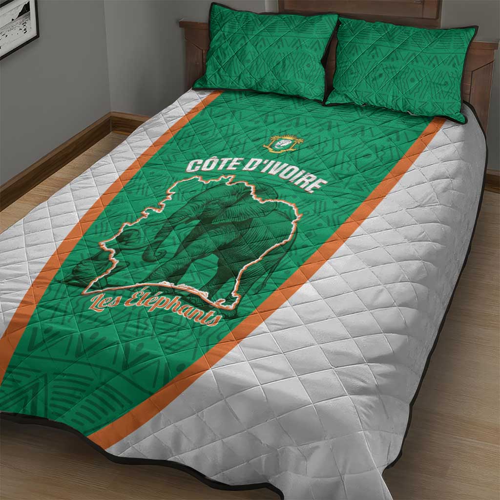 Ivory Coast Football Quilt Bed Set 2026 Cote d'Ivoire Les Elephants Green Version - Wonder Print Shop