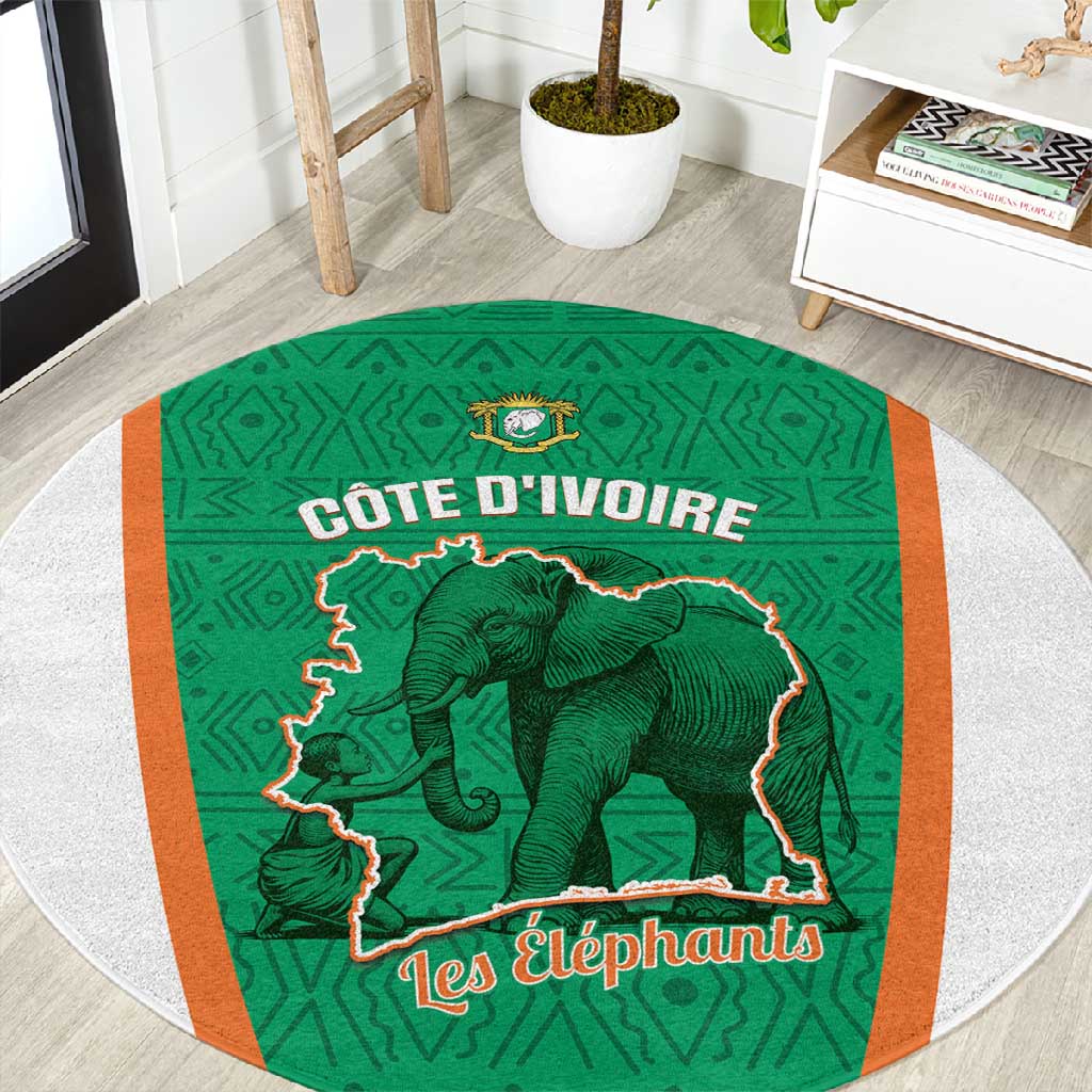 Ivory Coast Football Round Carpet 2026 Cote d'Ivoire Les Elephants Green Version - Wonder Print Shop
