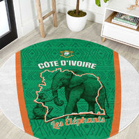 Ivory Coast Football Round Carpet 2026 Cote d'Ivoire Les Elephants Green Version - Wonder Print Shop
