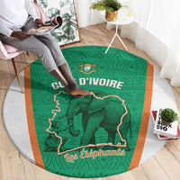 Ivory Coast Football Round Carpet 2026 Cote d'Ivoire Les Elephants Green Version - Wonder Print Shop