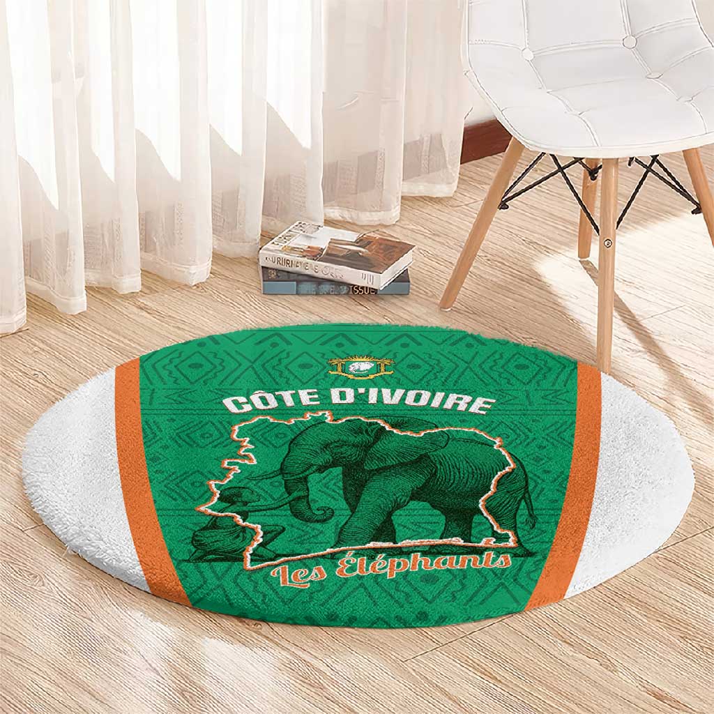 Ivory Coast Football Round Carpet 2026 Cote d'Ivoire Les Elephants Green Version - Wonder Print Shop