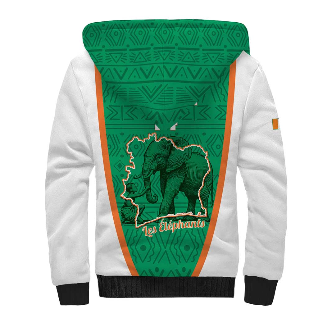Custom Ivory Coast Football Sherpa Hoodie 2026 Cote d'Ivoire Les Elephants Green Version - Wonder Print Shop