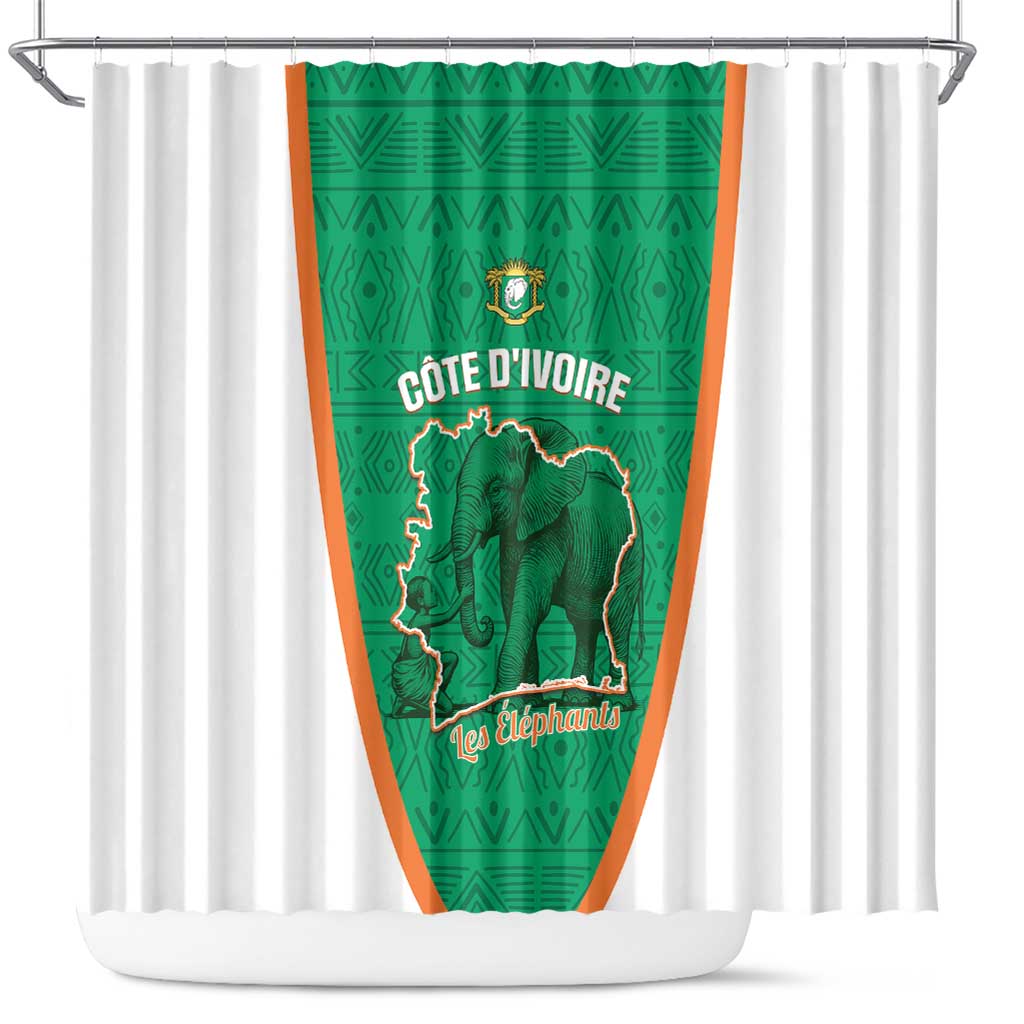Ivory Coast Football Shower Curtain 2026 Cote d'Ivoire Les Elephants Green Version - Wonder Print Shop