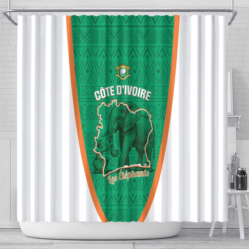 Ivory Coast Football Shower Curtain 2026 Cote d'Ivoire Les Elephants Green Version - Wonder Print Shop