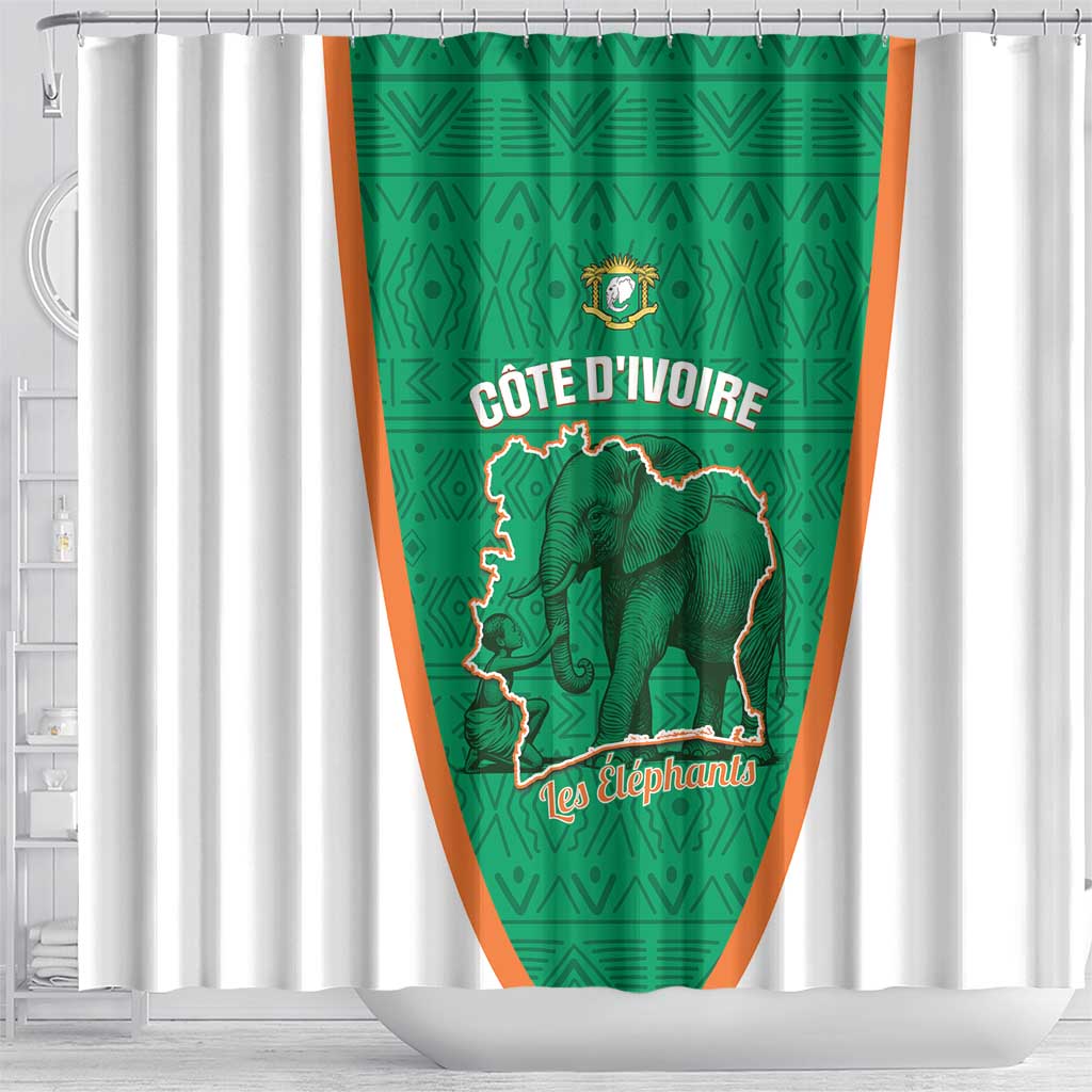 Ivory Coast Football Shower Curtain 2026 Cote d'Ivoire Les Elephants Green Version - Wonder Print Shop