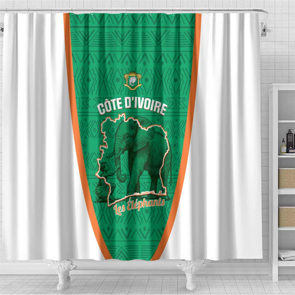 Ivory Coast Football Shower Curtain 2026 Cote d'Ivoire Les Elephants Green Version - Wonder Print Shop