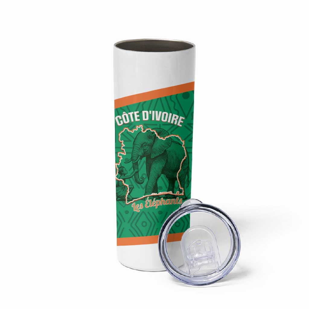 Custom Ivory Coast Football Skinny Tumbler 2026 Cote d'Ivoire Les Elephants Green Version - Wonder Print Shop