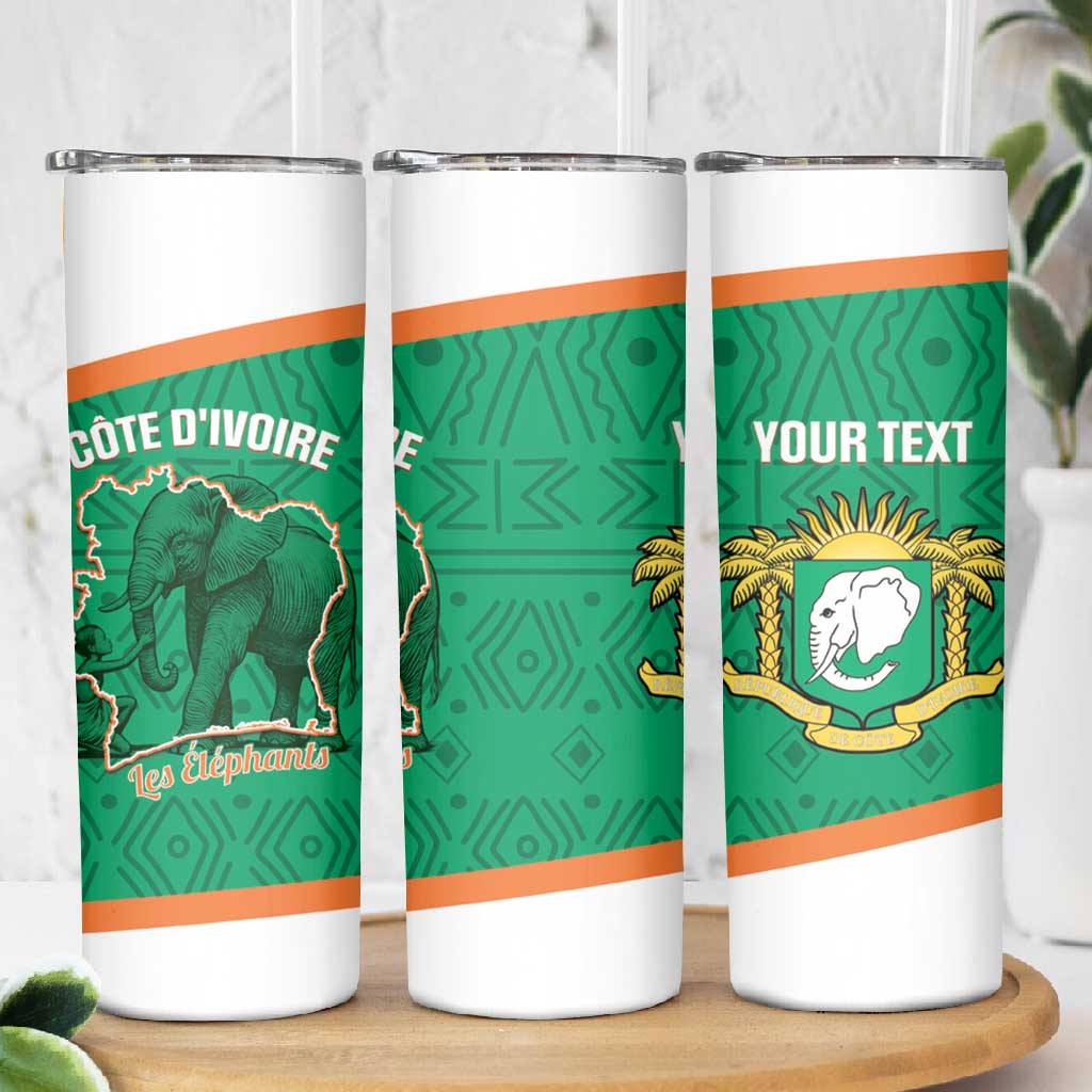 Custom Ivory Coast Football Skinny Tumbler 2026 Cote d'Ivoire Les Elephants Green Version - Wonder Print Shop