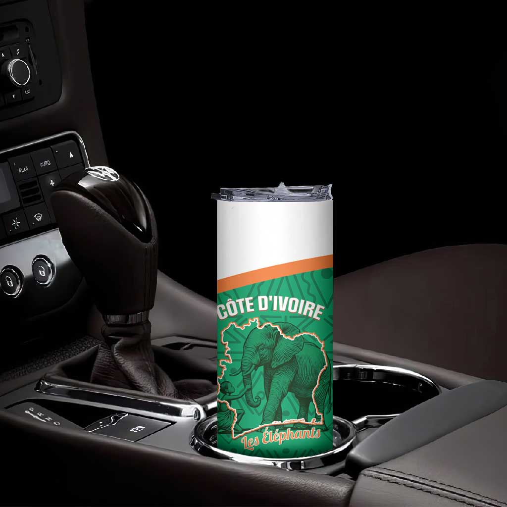 Custom Ivory Coast Football Skinny Tumbler 2026 Cote d'Ivoire Les Elephants Green Version - Wonder Print Shop