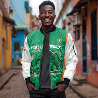 Custom Ivory Coast Football Sleeve Zip Bomber Jacket 2026 Cote d'Ivoire Les Elephants Green Version - Wonder Print Shop