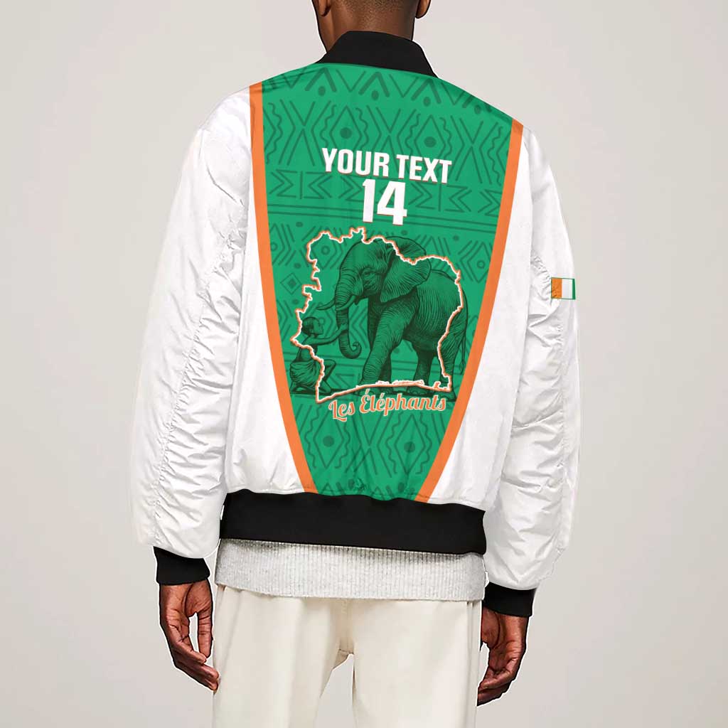 Custom Ivory Coast Football Sleeve Zip Bomber Jacket 2026 Cote d'Ivoire Les Elephants Green Version - Wonder Print Shop