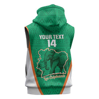 Custom Ivory Coast Football Sleeveless Hoodie 2026 Cote d'Ivoire Les Elephants Green Version - Wonder Print Shop