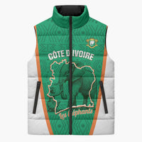 Custom Ivory Coast Football Sleeveless Puffer Jacket 2026 Cote d'Ivoire Les Elephants Green Version - Wonder Print Shop