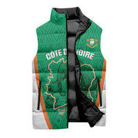 Custom Ivory Coast Football Sleeveless Puffer Jacket 2026 Cote d'Ivoire Les Elephants Green Version - Wonder Print Shop