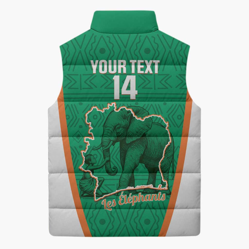 Custom Ivory Coast Football Sleeveless Puffer Jacket 2026 Cote d'Ivoire Les Elephants Green Version - Wonder Print Shop