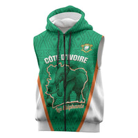 Custom Ivory Coast Football Sleeveless Zip Hoodie 2026 Cote d'Ivoire Les Elephants Green Version - Wonder Print Shop
