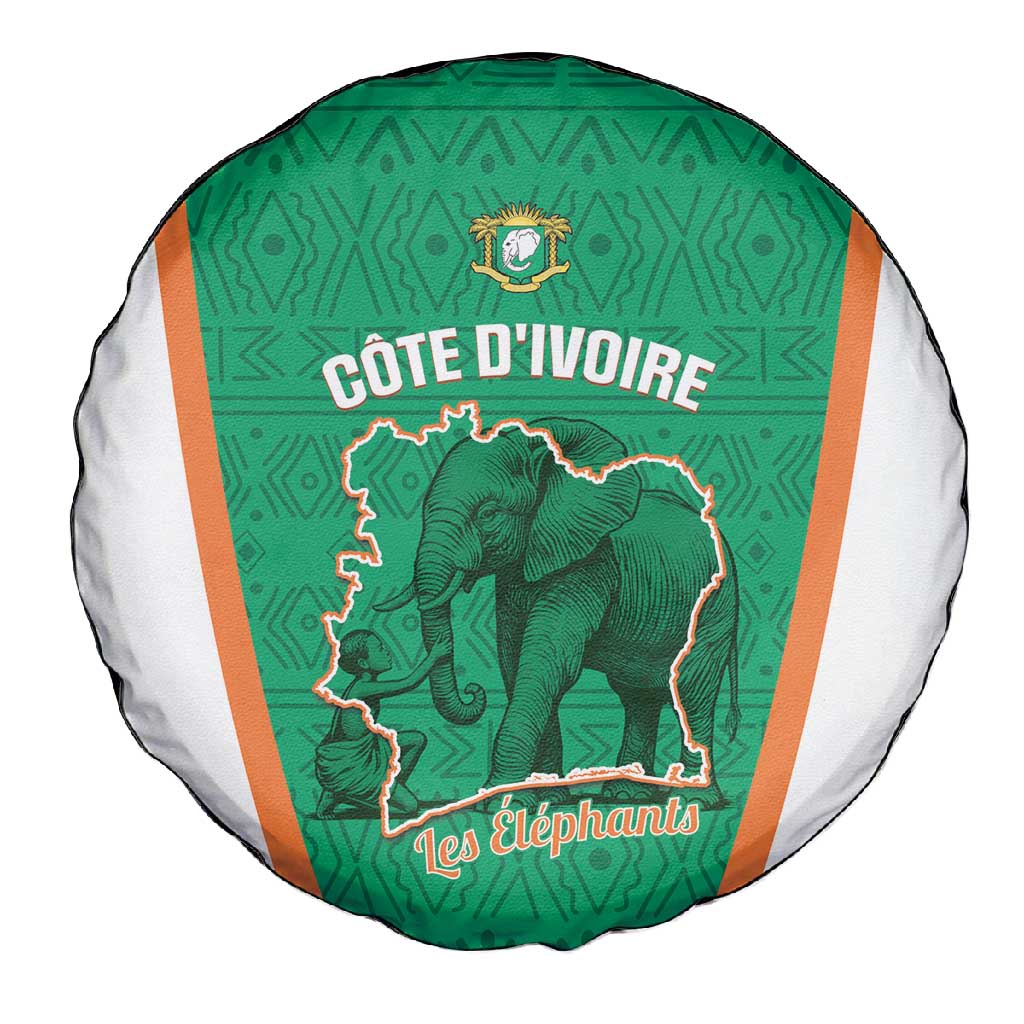 Ivory Coast Football Spare Tire Cover 2026 Cote d'Ivoire Les Elephants Green Version - Wonder Print Shop