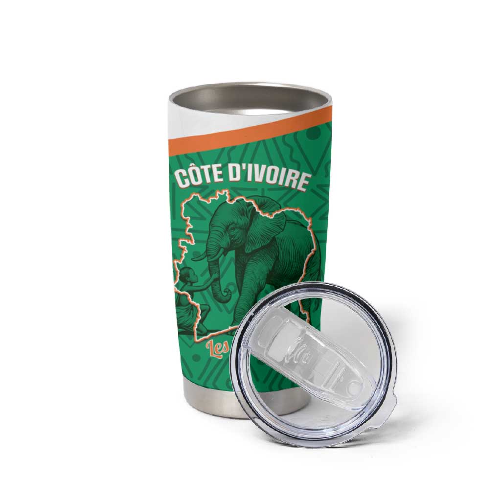 Custom Ivory Coast Football Tumbler Cup 2026 Cote d'Ivoire Les Elephants Green Version - Wonder Print Shop