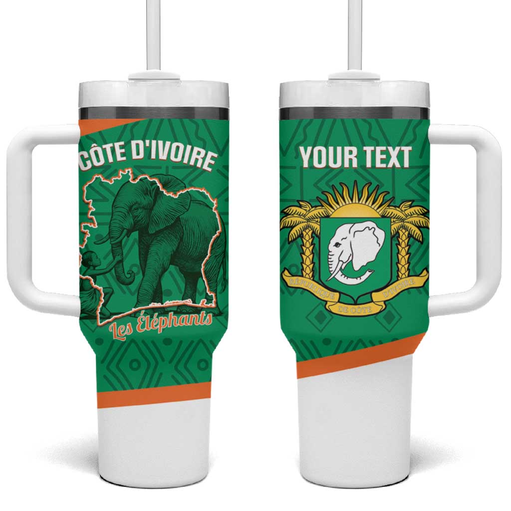 Custom Ivory Coast Football Tumbler With Handle 2026 Cote d'Ivoire Les Elephants Green Version - Wonder Print Shop