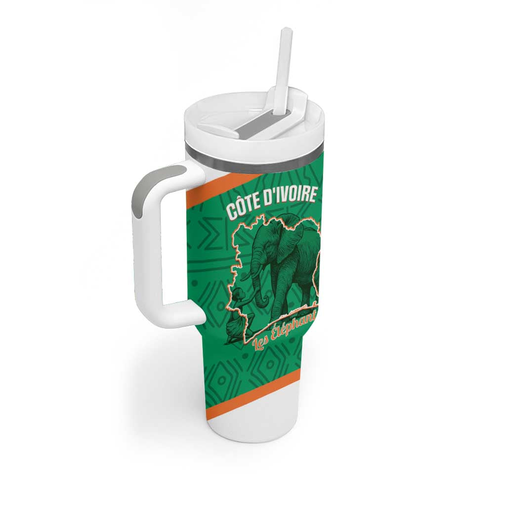 Custom Ivory Coast Football Tumbler With Handle 2026 Cote d'Ivoire Les Elephants Green Version - Wonder Print Shop