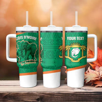 Custom Ivory Coast Football Tumbler With Handle 2026 Cote d'Ivoire Les Elephants Green Version - Wonder Print Shop
