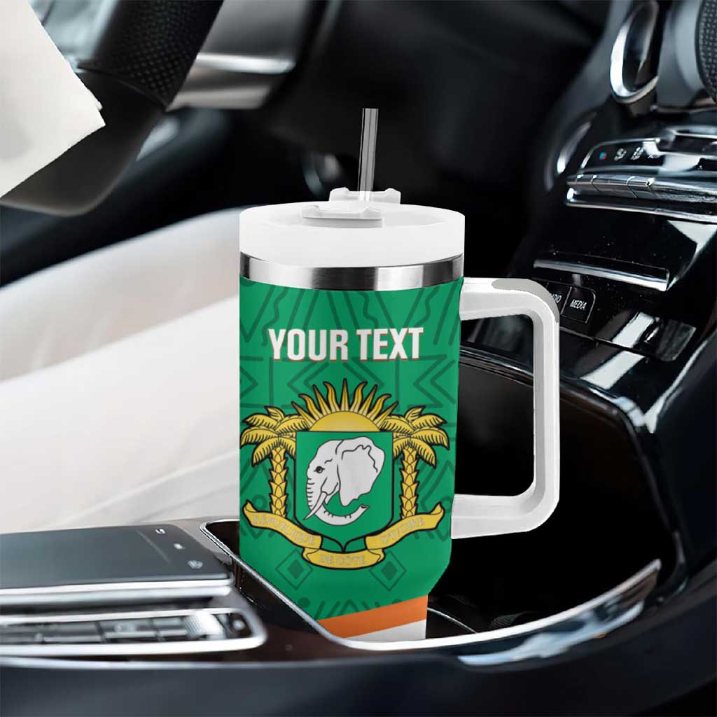 Custom Ivory Coast Football Tumbler With Handle 2026 Cote d'Ivoire Les Elephants Green Version - Wonder Print Shop