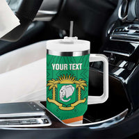 Custom Ivory Coast Football Tumbler With Handle 2026 Cote d'Ivoire Les Elephants Green Version - Wonder Print Shop