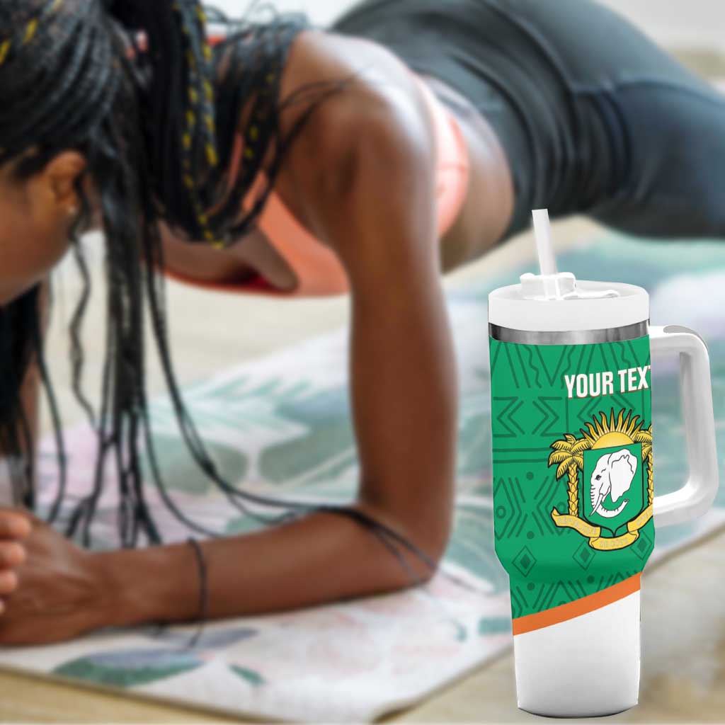 Custom Ivory Coast Football Tumbler With Handle 2026 Cote d'Ivoire Les Elephants Green Version - Wonder Print Shop