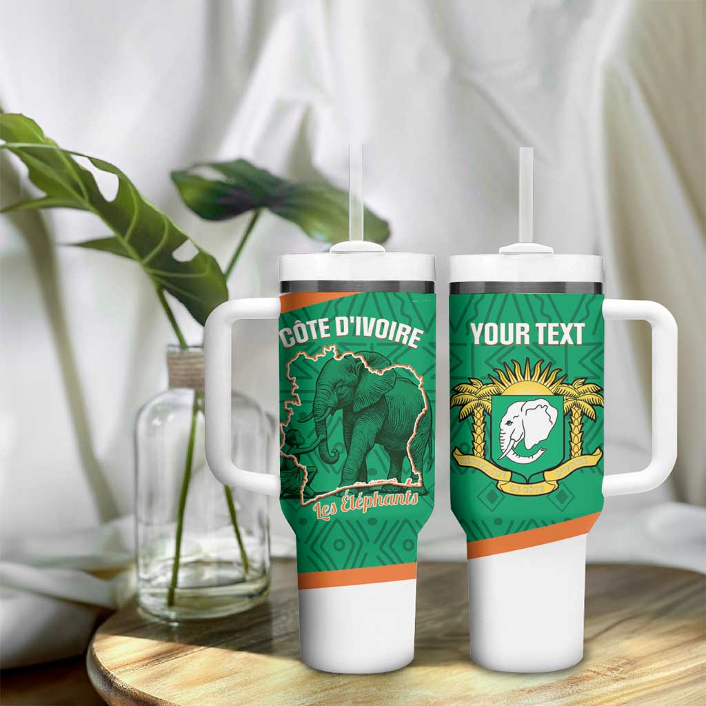Custom Ivory Coast Football Tumbler With Handle 2026 Cote d'Ivoire Les Elephants Green Version - Wonder Print Shop