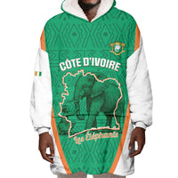 Custom Ivory Coast Football Wearable Blanket Hoodie 2026 Cote d'Ivoire Les Elephants Green Version - Wonder Print Shop