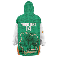 Custom Ivory Coast Football Wearable Blanket Hoodie 2026 Cote d'Ivoire Les Elephants Green Version - Wonder Print Shop