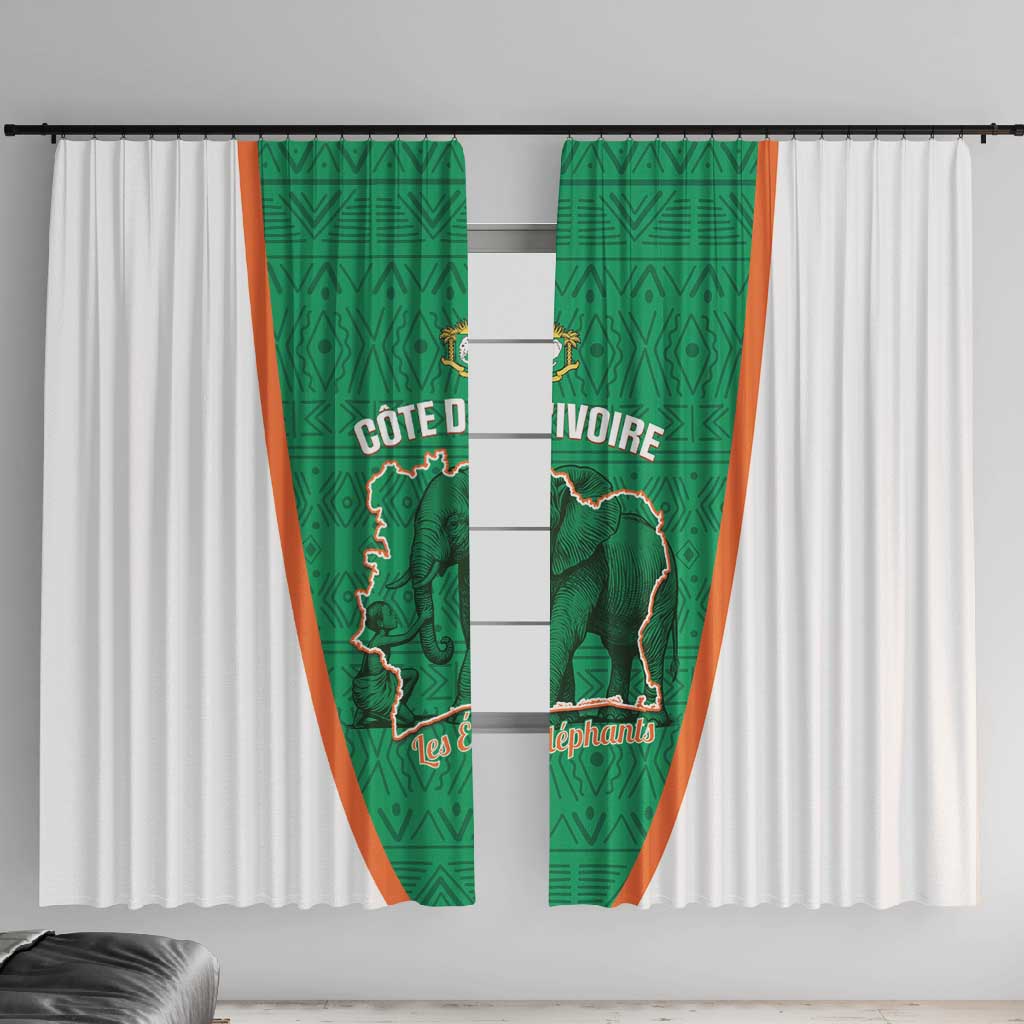 Ivory Coast Football Window Curtain 2026 Cote d'Ivoire Les Elephants Green Version - Wonder Print Shop