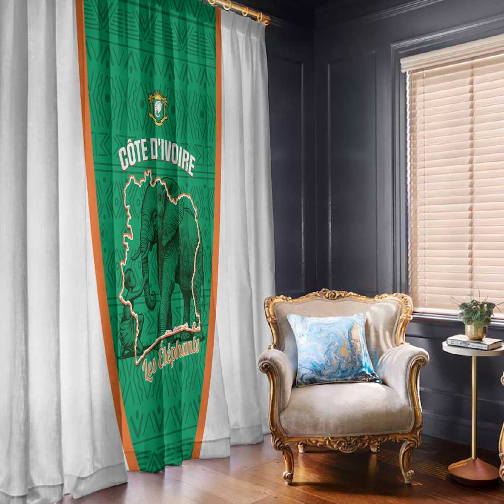 Ivory Coast Football Window Curtain 2026 Cote d'Ivoire Les Elephants Green Version - Wonder Print Shop