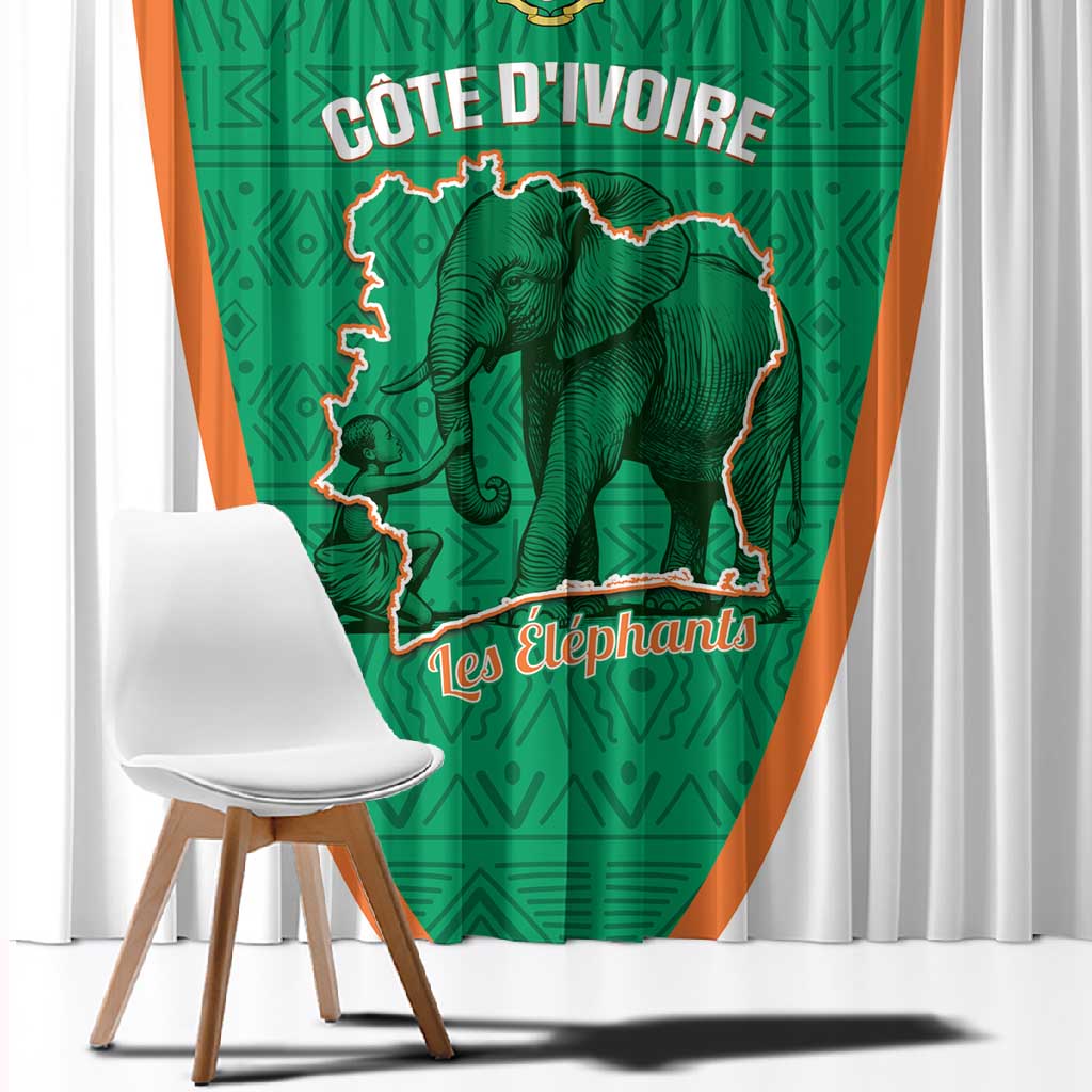 Ivory Coast Football Window Curtain 2026 Cote d'Ivoire Les Elephants Green Version - Wonder Print Shop