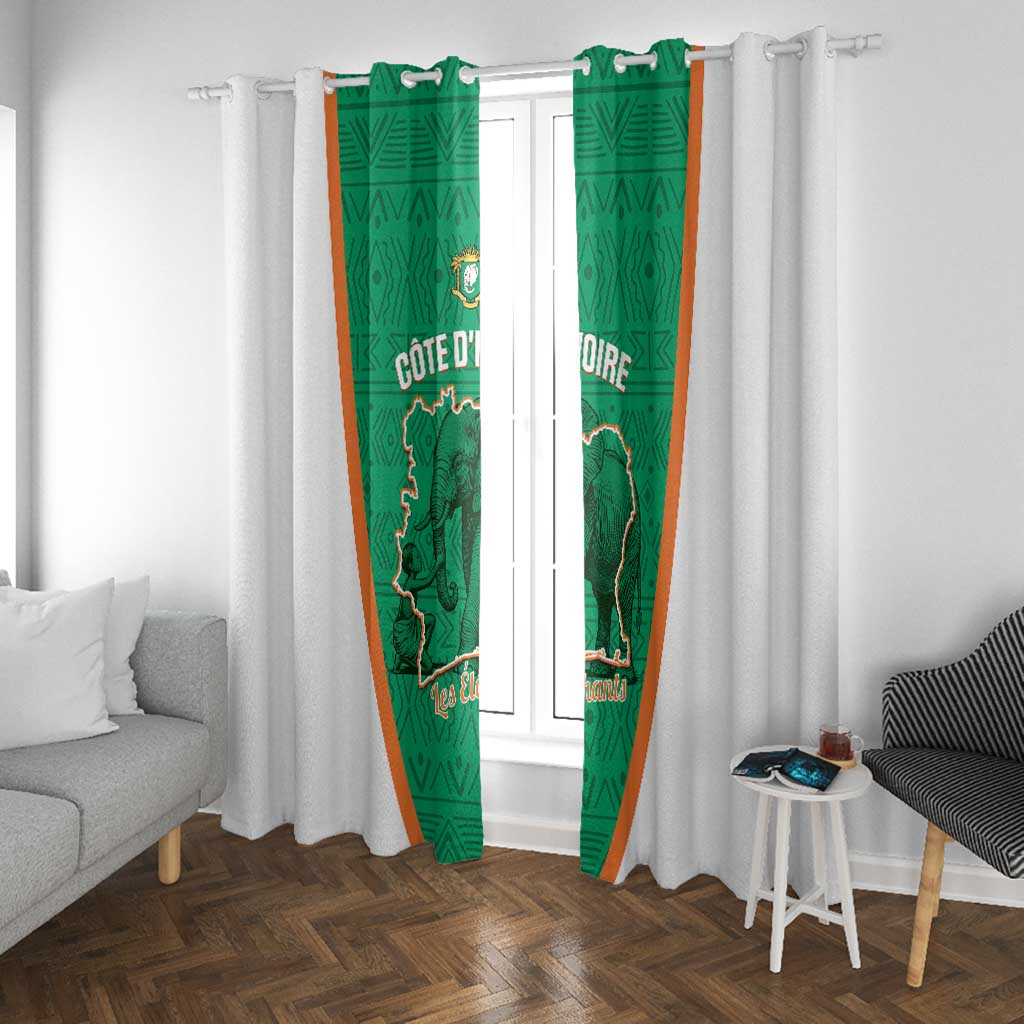 Ivory Coast Football Window Curtain 2026 Cote d'Ivoire Les Elephants Green Version - Wonder Print Shop