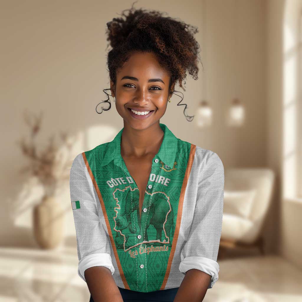 Custom Ivory Coast Football Women Casual Shirt 2026 Cote d'Ivoire Les Elephants Green Version - Wonder Print Shop