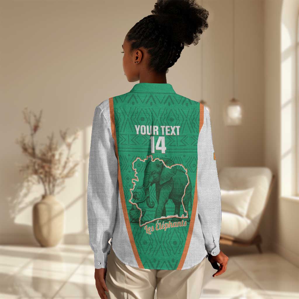 Custom Ivory Coast Football Women Casual Shirt 2026 Cote d'Ivoire Les Elephants Green Version - Wonder Print Shop