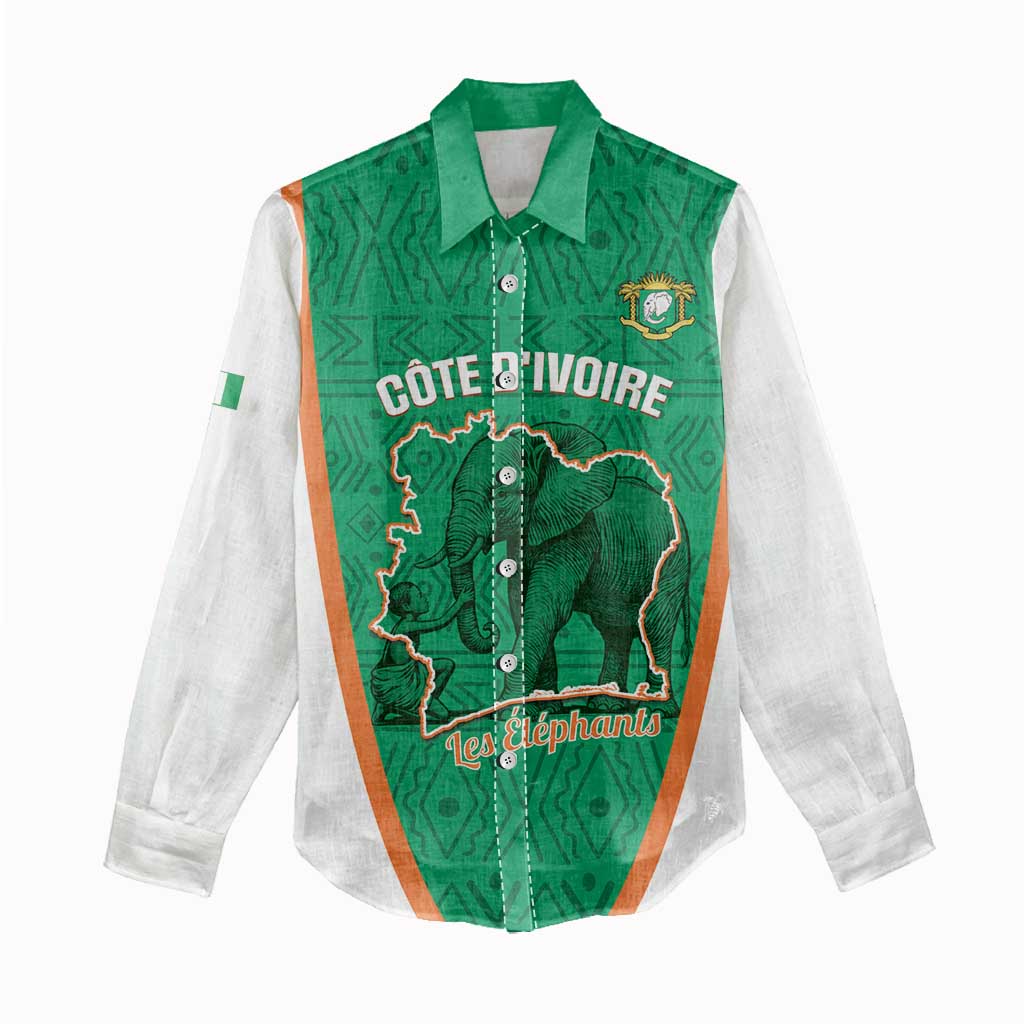 Custom Ivory Coast Football Women Casual Shirt 2026 Cote d'Ivoire Les Elephants Green Version - Wonder Print Shop