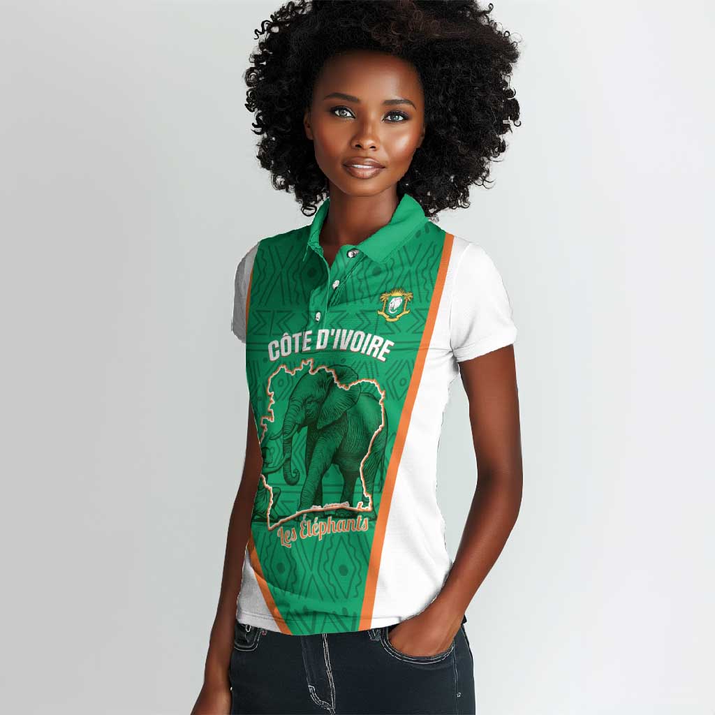 Custom Ivory Coast Football Women Polo Shirt 2026 Cote d'Ivoire Les Elephants Green Version LT14