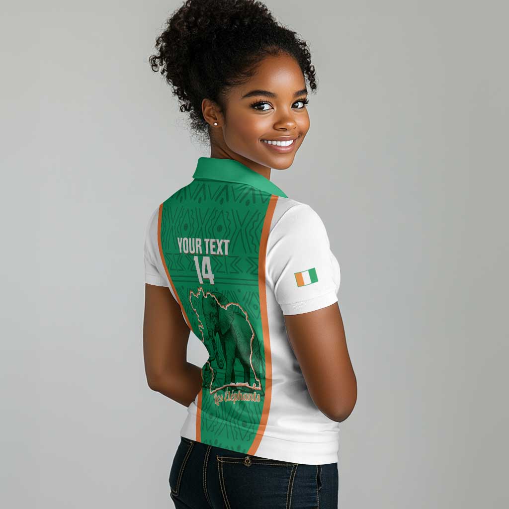 Custom Ivory Coast Football Women Polo Shirt 2026 Cote d'Ivoire Les Elephants Green Version LT14