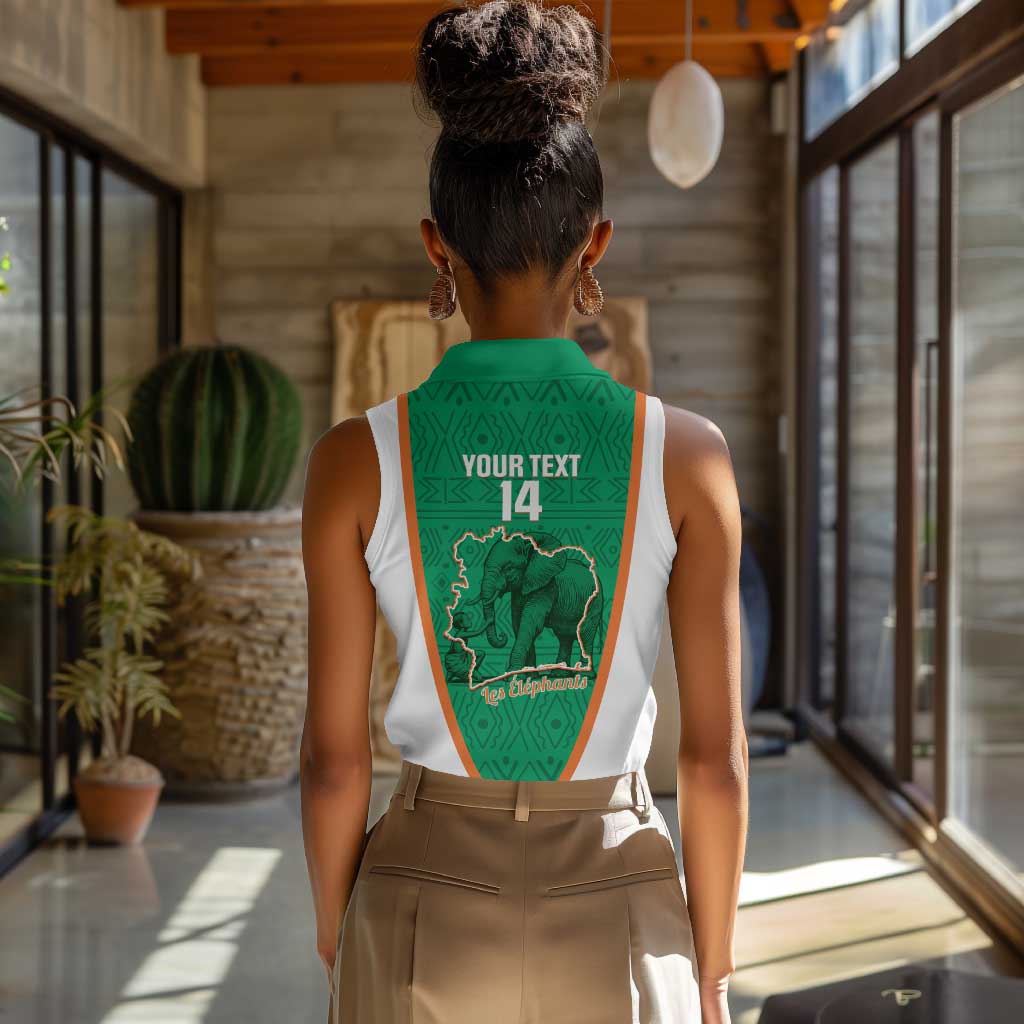 Custom Ivory Coast Football Women Sleeveless Polo Shirt 2026 Cote d'Ivoire Les Elephants Green Version - Wonder Print Shop