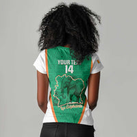 Custom Ivory Coast Football Women V-Neck T-Shirt 2026 Cote d'Ivoire Les Elephants Green Version LT14